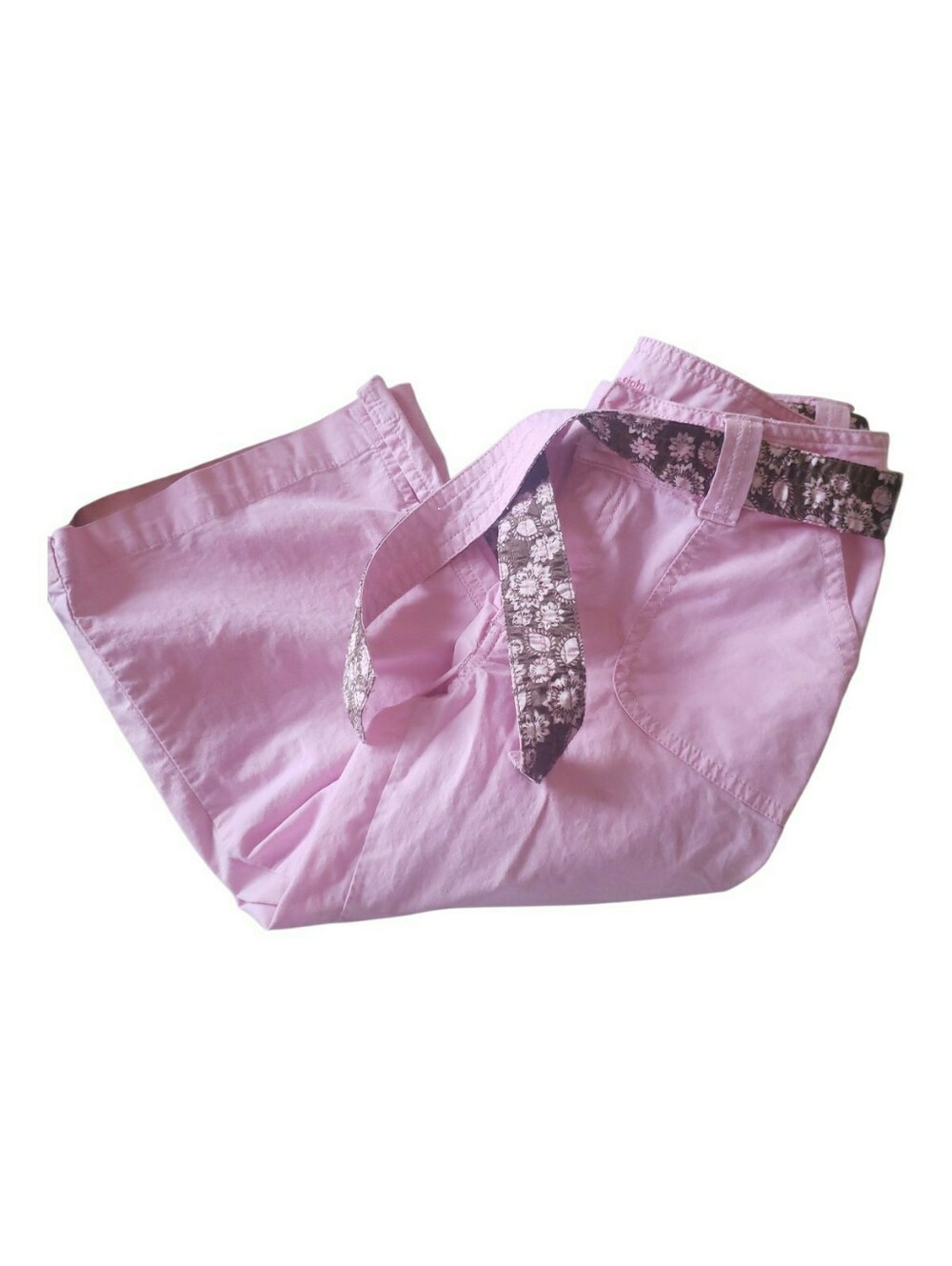 So Girls Wide Leg Crop Pants with Floral Belt